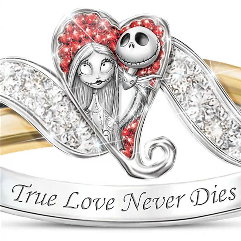 Unique 925 Silver Ring Heart Skull Sz 6-7-8